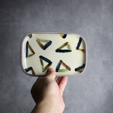 長角皿 小 櫛目三角 やちむん 陶器 一翠窯:7021001
