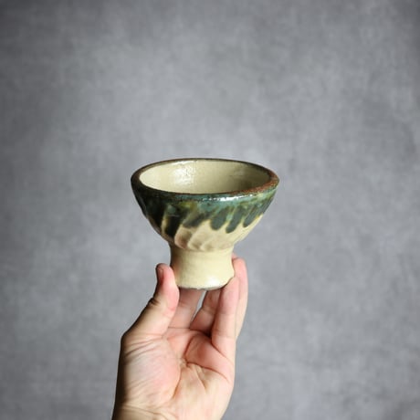 アイスクリーム鉢1 緑釉 やちむん 陶器 北窯 宮城正享工房 ※重い:7005054