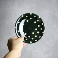 5寸皿 呉須釉 蝋抜 点打 やちむん 陶器 真南風工房:7011003
