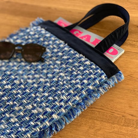 Coppia(コッピア)Linton Tweeds リントンツイード "バッグ"(青+白＋黒 ツイード生地）
