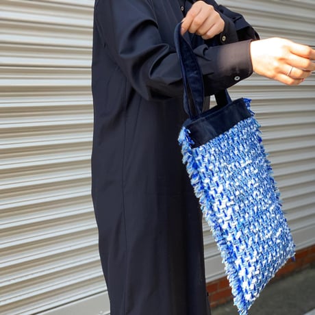 Coppia(コッピア)Linton Tweeds リントンツイード "バッグ"(青+白＋黒 ツイード生地）