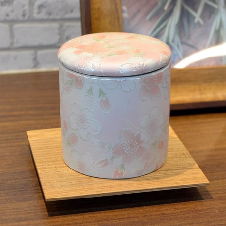 シリコンパッキン付きミニ骨壺 2寸 桜ころもピンク 直径6.3cm×高さ6.7cm 分骨つぼ 陶器製 004 かわいい おしゃれ モダン 手元供養