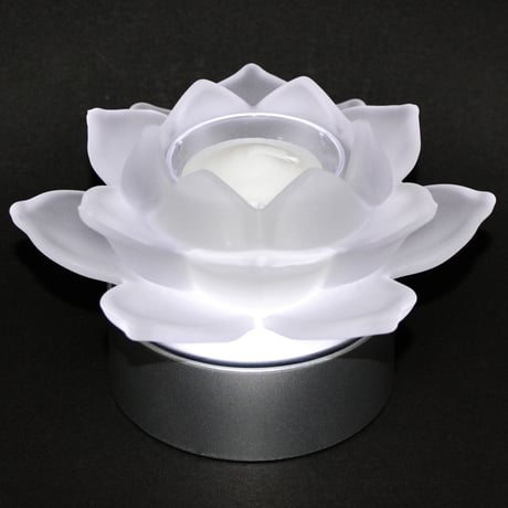浄蓮花セット 蓮LEDキャンドル 001 フロストホワイト くもりガラス 電池式 コードレス ろうそく ローソク ろーそく キャンドル