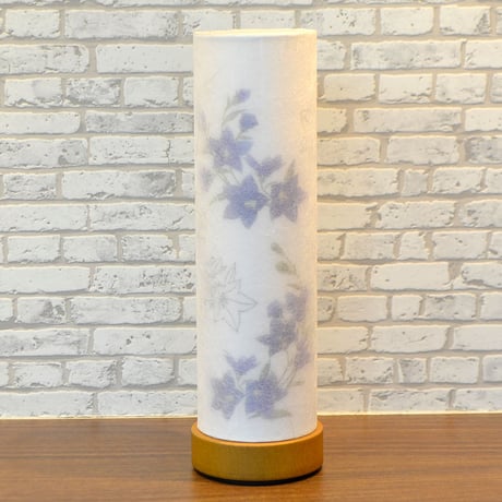 コンパクト盆提灯 和照灯  1基 コードレス 電池式 LED 桔梗 高さ26cm 直径8cm 紫の花柄 024 インテリア提灯 おしゃれな提灯 岐阜ちょうちん 和風行灯 現代風 モダン 二重張り