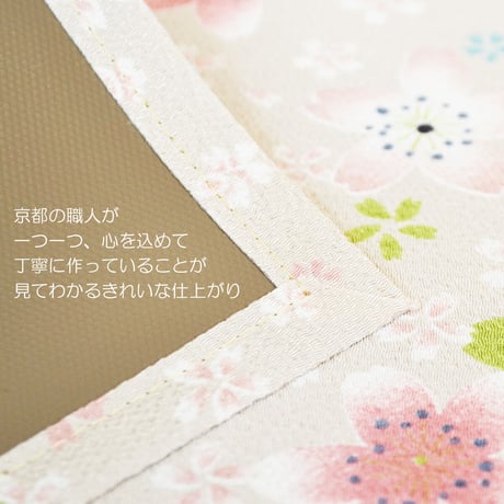 防炎お仏壇マット 7colors 経机敷き16号 024 縦24.5cm×横37.5cm 京友禅 ちりめん ベージュ ピンク桜柄 グリーン ピンク渦巻き桜柄 ブラック ブラウン ライトブラウン 仏具敷