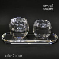 クリスタル台付き仏器 茶器セット 075 クリア クリスタル ダイヤカット 創価学会用仏具 ご飯入れ お水入れ 茶碗 SGI SOKA