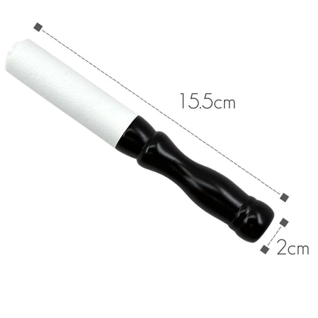 木製革巻きリン棒 ５号 長さ１５.５cm 太さ２cm 木製 白革巻き 黒塗り 本手打３.０号用 コンパクトサイズ 仏具 011