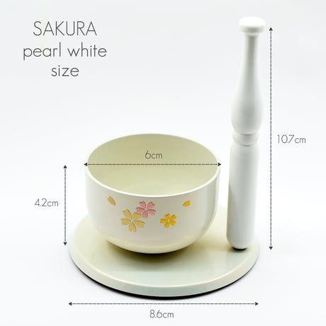 リンセット 021 パールホワイト 白 桜模様入り ミニ仏壇用 仏具 りんセット かわいい コンパクトリンセット