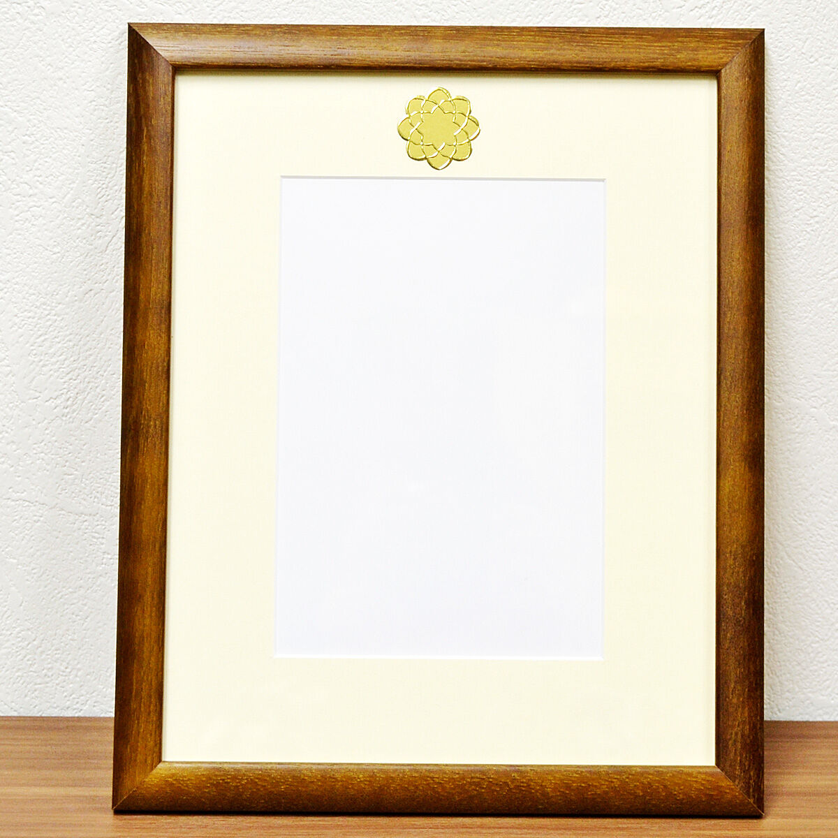 押印額 005 八葉紋入り ブラウン 木製 ガラス入り 創価学会用 学会