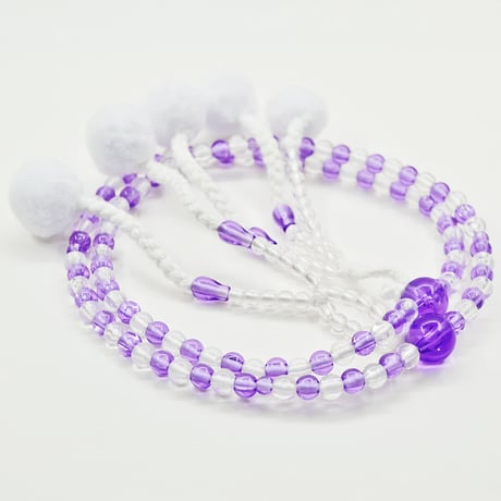 女性用 婦人用数珠 念珠 カラフル念珠 プラスチック製 8寸 017むらさき×クリア 創価学会用 SGI SOKA