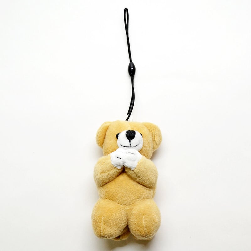 お祈りクマさんストラップ 002 ぬいぐるみストラップ ホワイト