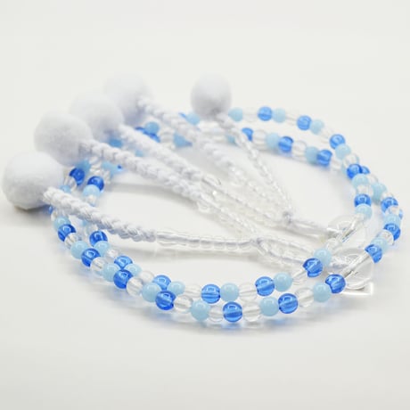 女性用 婦人用数珠 念珠 カラフル念珠 プラスチック製 8寸 035 ブルー×水色×クリア 創価学会用 SGI SOKA