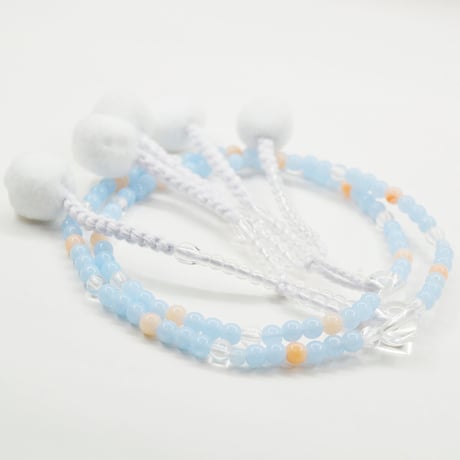 女性用 婦人用数珠 念珠 カラフル念珠 プラスチック製 8寸 025 水色×アクセントオレンジ 創価学会用 SGI SOKA