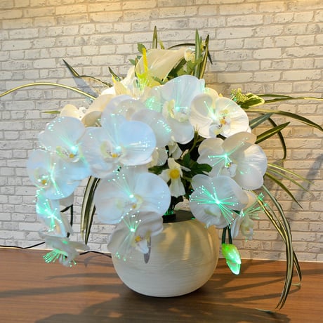 グランドルミナスアレンジメントフラワー 光触媒 彩の華 電源コード式 026 胡蝶蘭 高さ52cm×横幅50cm×奥行45cm LED 盆提灯 盆ちょうちん 灯篭 造花