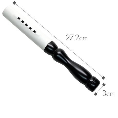 木製革巻きリン棒 ９号 長さ２７.２cm 太さ３cm 木製 白革巻き 黒塗り 本手打７.０号用 仏具 020