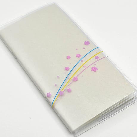 創価学会カバー付き経本 077 サイズ小 流れ桜模様 ピンク×三色ライン 創価学会勤行要典 ピンク アイボリー ブルー ブック式 SGI SOKA
