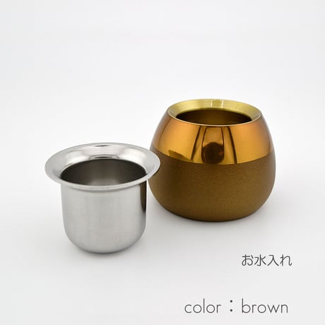 仏器 茶器セット 078 ブラウン Sサイズ 真鍮製 皿アルミ製 創価学会用仏具 ご飯入れ お水入れ 茶碗 仏茶器  SGI SOKA