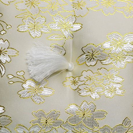 リン座布団１枚 ６.０号 幅２０ｃｍ 厚さ４.５ｃｍ 本手打りん ５.0寸用 金襴桜模様 ベージュ ゴールド 仏具 036