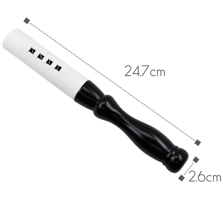 木製革巻きリン棒 ８号 長さ２４.７cm 太さ２.６cm 木製 白革巻き 黒塗り 本手打６.０号用 仏具 019