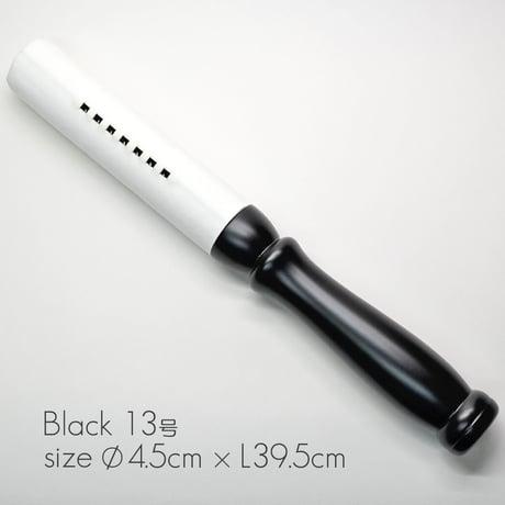 木製革巻きリン棒 １３号 長さ３９.５cm 太さ４.５cm 木製 白革巻き 黒塗り 本手打１１号 １２号用 仏具 029
