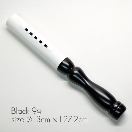 木製革巻きリン棒 ９号 長さ２７.２cm 太さ３cm 木製 白革巻き 黒塗り 本手打７.０号用 仏具 020