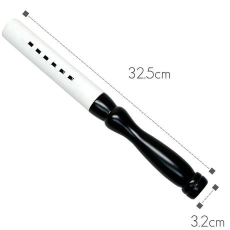 木製革巻きリン棒 １１号 長さ３２.５cm 太さ３.２cm 木製 白革巻き 黒塗り 本手打９.０号用 仏具 024