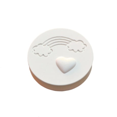 骨つぼ用乾燥剤 珪藻土 お空の虹とハート 丸 小 ペット 032 直径4cm×厚み1cm かわいい 手元供養 ペットメモリアルグッズ