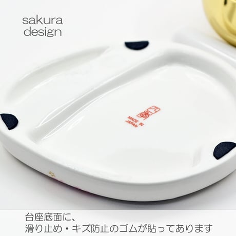 リンセット 2.3寸 067 ホワイト 桜模様 磁器製 せともの ミニ仏壇用 仏具 りんセット コンパクトリンセット