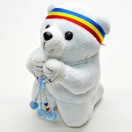ブルー念珠付きお祈りクマさん 051 ホワイト ピンク ブルー ブラウン ぬいぐるみ 創価学会用グッズ