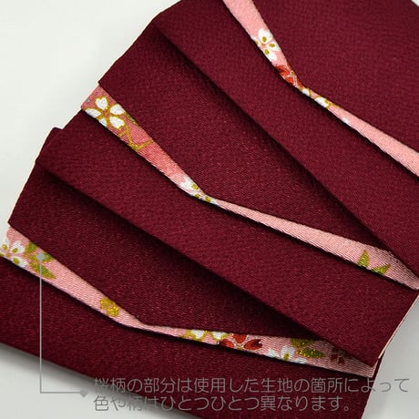念珠ケース Ｓサイズ 数珠ケース 数珠袋 173 エンジ ちりめん 二重ポケット マグネット式ボタン 花柄