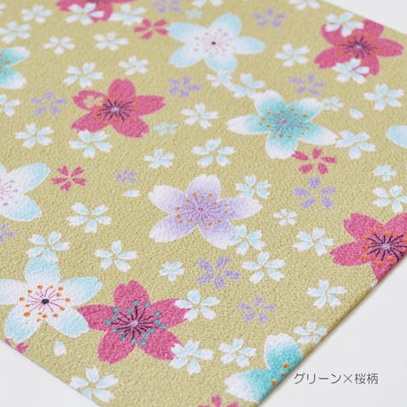 防炎お仏壇マット 7colors 経机敷き20号 026 縦31.5cm×横47.5cm 京友禅 ちりめん ベージュ ピンク桜柄 グリーン ピンク渦巻き桜柄 ブラック ブラウン ライトブラウン 仏具敷