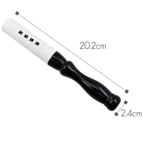 木製革巻きリン棒 ７号 長さ２０.２cm 太さ２.４cm 木製 白革巻き 黒塗り 本手打４.５号 ５.０号用 仏具 013