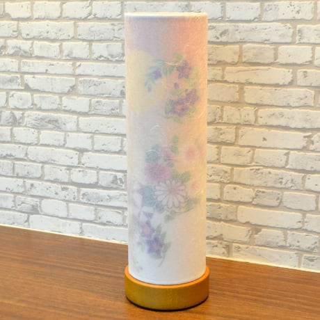 コンパクト盆提灯 和照灯  1基 コードレス 電池式 LED 高さ26cm 直径8cm 月と花柄 025 インテリア提灯 おしゃれな提灯 岐阜ちょうちん 和風行灯 現代風 モダン 二重張り