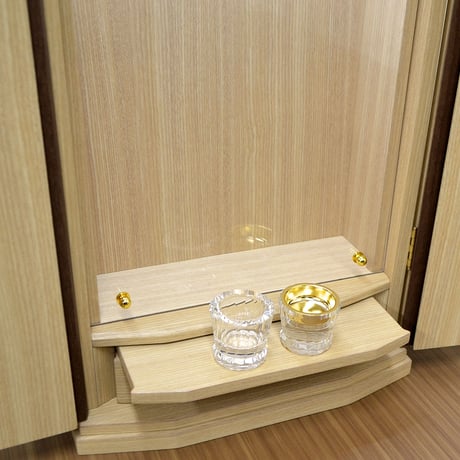 アクリル板付きミニ仏壇 特装ご本尊様対応 053 タモ LＥＤ照明 膳引き 引出し付き 創価学会用上置き仏壇 コンパクト仏壇 モダン おしゃれ SGI SOKA