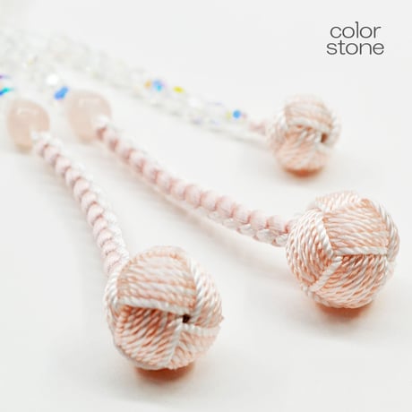女性用 婦人用 創価学会数珠 念珠 天然石念珠 8寸 040 スワロフスキー×ローズクォーツ 小田巻梵天ふさ ピンク SGI SOKA