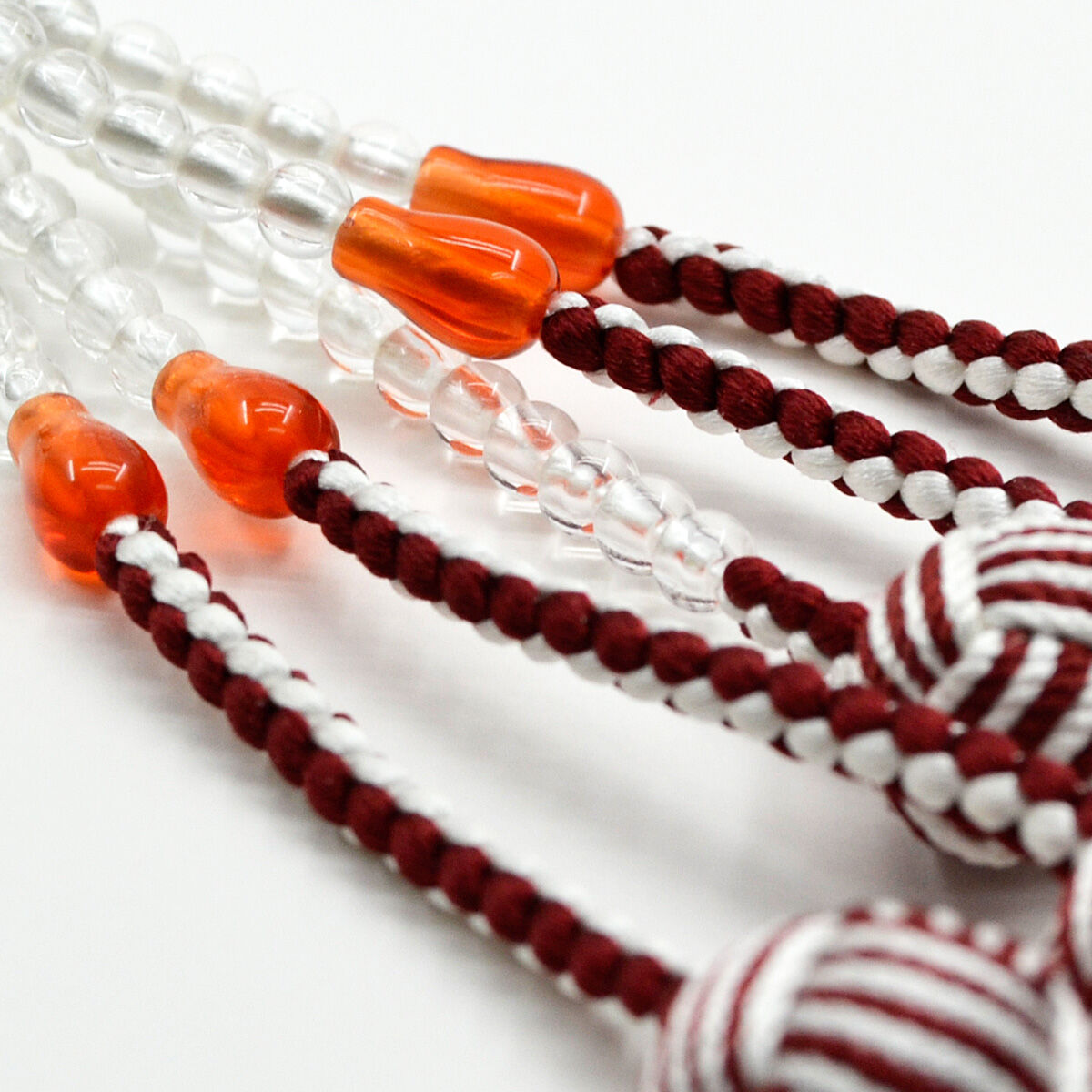 エンジ×クリア【親玉花柄入り】098 女性用 婦人用 創価学会数珠 念珠