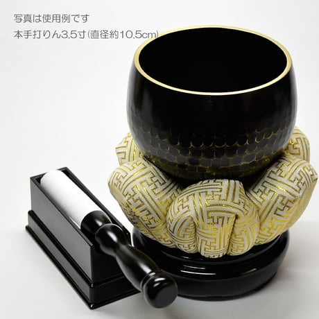 木製革巻きリン棒 ６号 長さ１８cm 太さ２.２cm 木製 白革巻き 黒塗り 本手打３.５号 ４.０号用 コンパクトサイズ 仏具 012