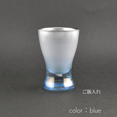 ガラス仏茶器セット 015 ブルー×ホワイト 創価学会用仏具 ご飯入れ お水入れ 茶碗 SGI SOKA