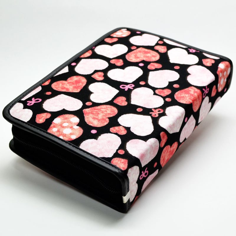 旧タイプ 御書カバー 065 ブラック ハート リボン 創価学会用 布張り