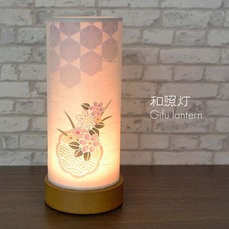 コンパクト盆提灯 和照灯  1基 コードレス 電池式 LED 奏華 高さ18.5cm 直径8cm 紫の花柄 017 インテリア提灯 おしゃれな提灯 岐阜ちょうちん 和風行灯 現代風 モダン