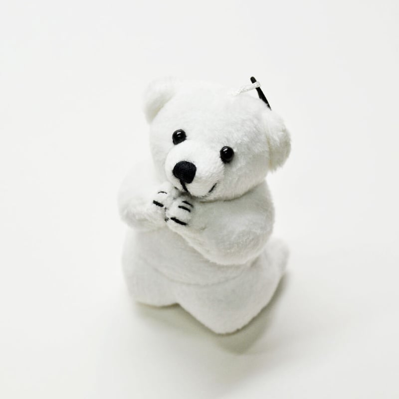 お祈りクマさんストラップ 002 ぬいぐるみストラップ ホワイト