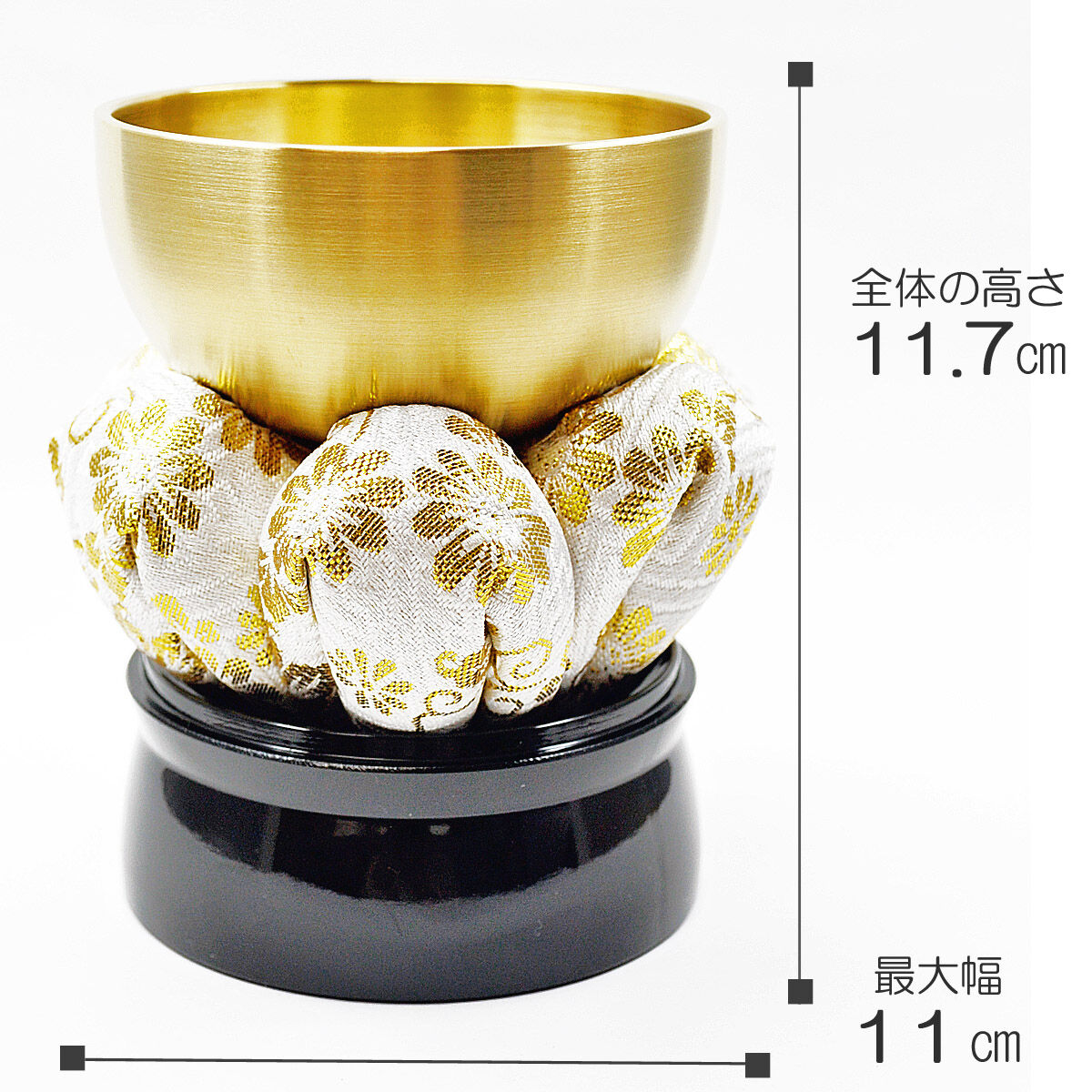 仏具【格安リンセット:真鍮製磨きリン 布団・リン棒付き3点 2.5寸】 仏具【格安リンセット:真鍮製磨きリン 布団・リン棒付き3点 2.5寸】