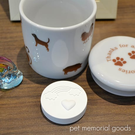 骨つぼ用乾燥剤 珪藻土 お空の虹とハート 丸 小 ペット 032 直径4cm×厚み1cm かわいい 手元供養 ペットメモリアルグッズ