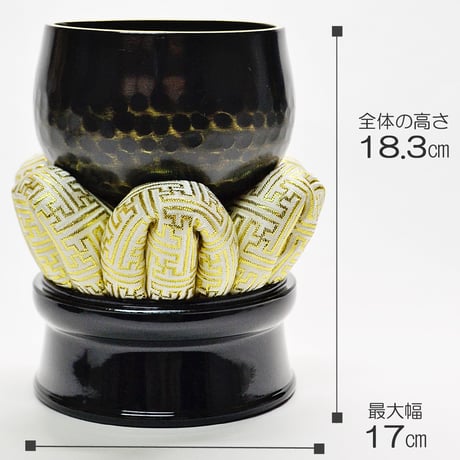 本手打リンセット 3.5寸 047 ブラック 黒 白 真鍮 ミニ仏壇用 仏具 りんセット コンパクトリンセット