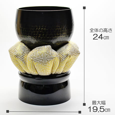 本手打リンセット 4.5寸 051 ブラック 黒 白 真鍮 仏具 りんセット