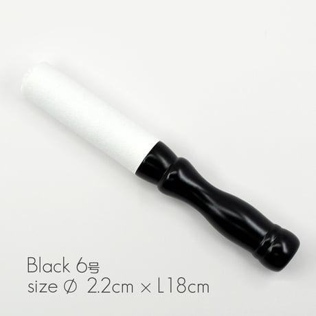 木製革巻きリン棒 ６号 長さ１８cm 太さ２.２cm 木製 白革巻き 黒塗り 本手打３.５号 ４.０号用 コンパクトサイズ 仏具 012
