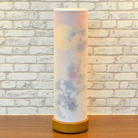 コンパクト盆提灯 和照灯  1基 コードレス 電池式 LED 高さ26cm 直径8cm 月と花柄 025 インテリア提灯 おしゃれな提灯 岐阜ちょうちん 和風行灯 現代風 モダン 二重張り