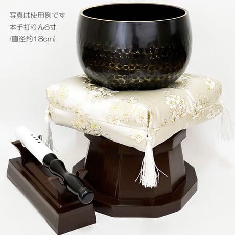 木製革巻きリン棒 ８号 長さ２４.７cm 太さ２.６cm 木製 白革巻き 黒塗り 本手打６.０号用 仏具 019