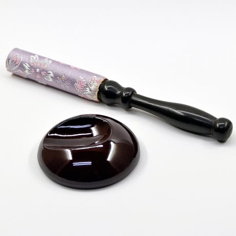 colorリンセット 2.0寸 060 パープル 桜柄りん座布団 ミニ仏壇用/仏具 りんセット コンパクトリンセット