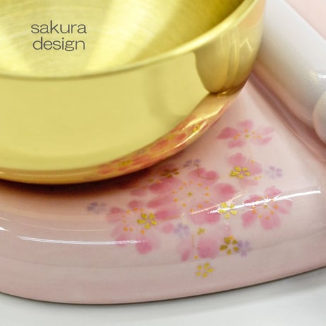 リンセット 2.3寸 068 ピンク 桜模様 磁器製 せともの ミニ仏壇用 仏具 りんセット コンパクトリンセット